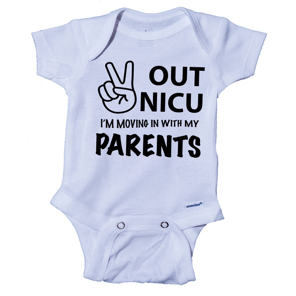 prontomodacalzature Peace Out NICU I'm Going Home With My Parents- Miracle Baby- NICU Baby Onesie® One-Piece Bodysuit- prontomodacalzature