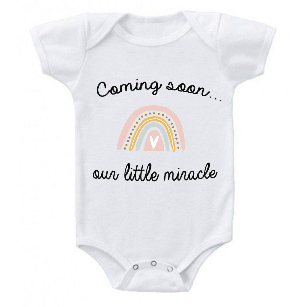 prontomodacalzature® Our Little Miracle Pregnancy Reveal Announcement Baby Romper Bodysuit